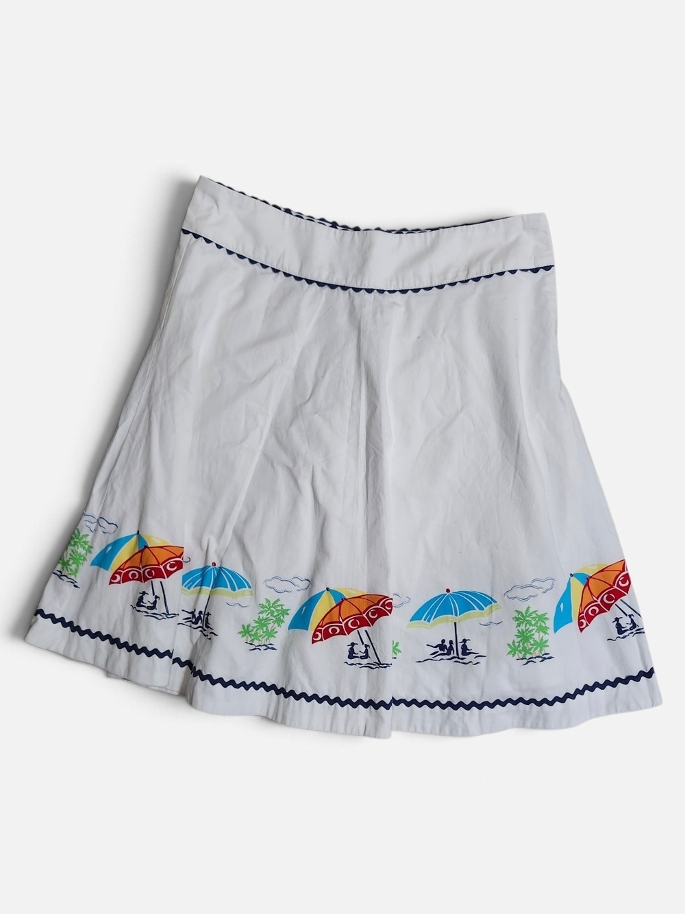 Liz Claiborne White New Embroidered Beach-Print A-Line Skirt